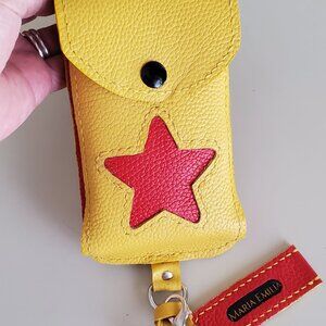 📱 Yellow & red Leather Belt Phone Case – Snap Closure Brand new -handcrafted